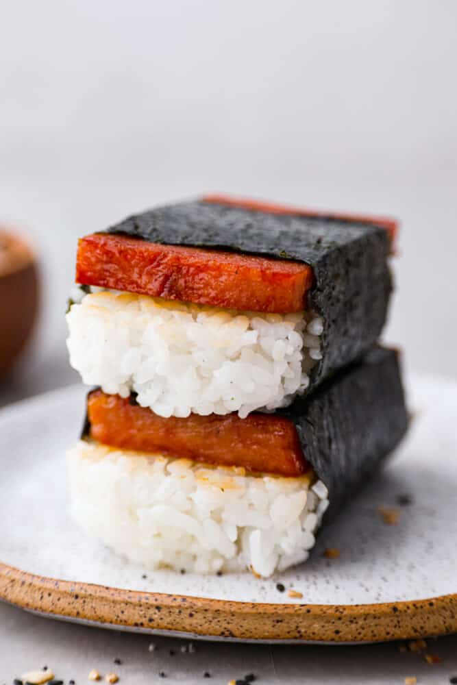 2 spam musubi stacked on top of each other.