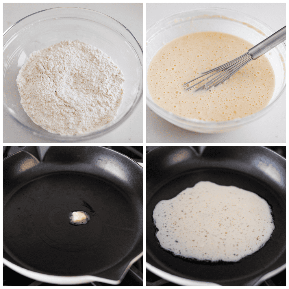 4-photo collage of batter being prepared.