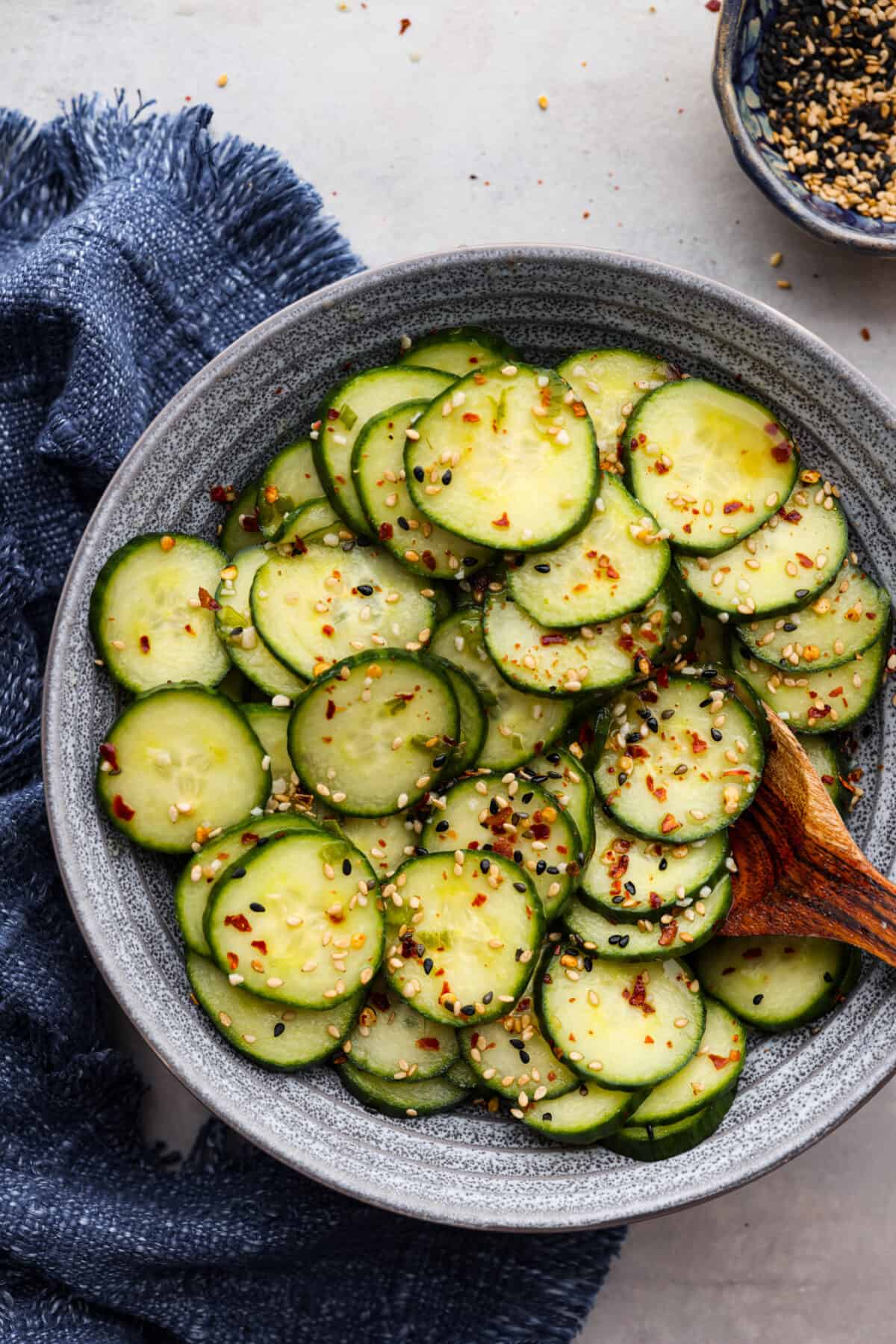 A bowl of Asian Cucumber Salad. 