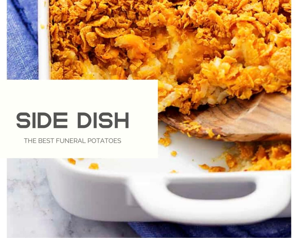Side dish photos of funeral potatoes. 