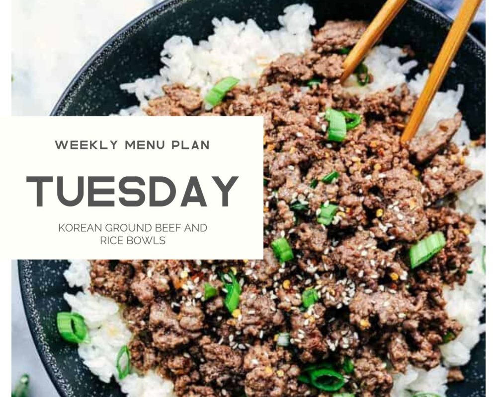 Korean ground beef weekly menu plan photo 
