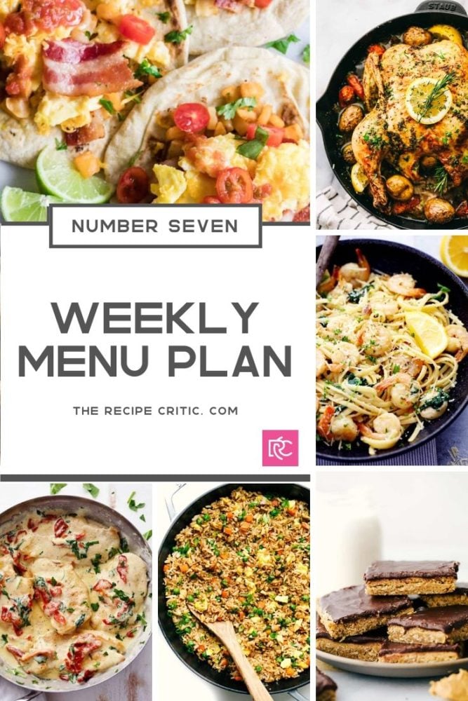 Weekly menu plan collage of all the recipes. 