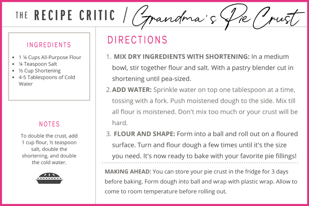 Homemade pie crust recipe printable.