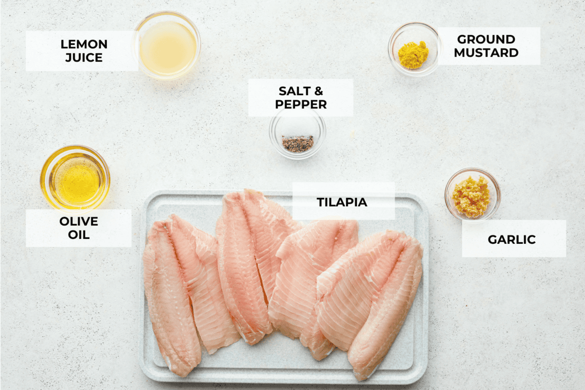 Top view of all of the ingredients laid out individually and labeled. 