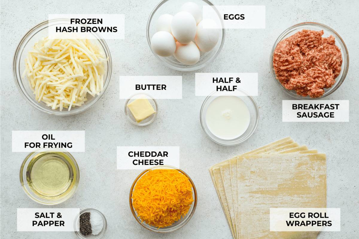 overhead shot of different ingredients with labels. 