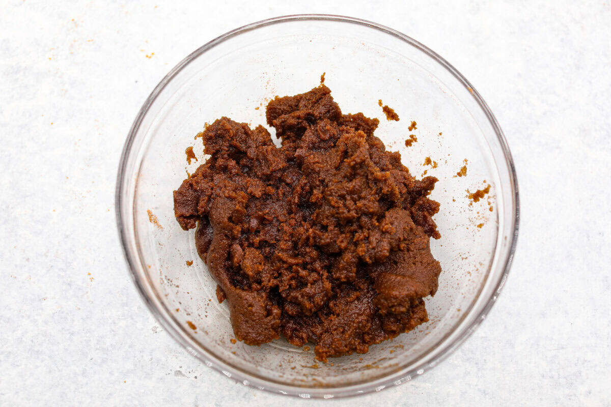 Overhead shot of a bowl of mixed cinnamon sugar filling. 