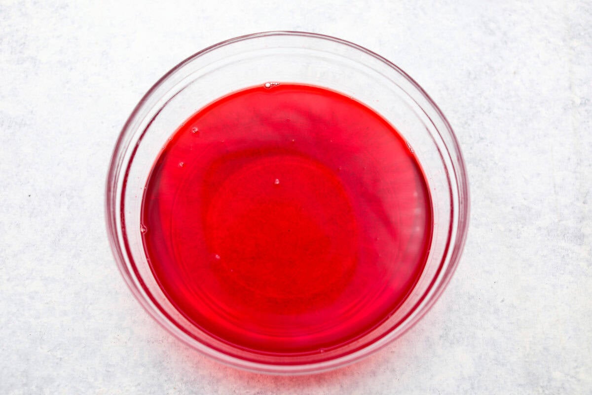 Third photo of the jello prepared in a bowl.