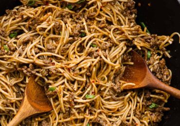 Mongolian Ground Beef and Noodles