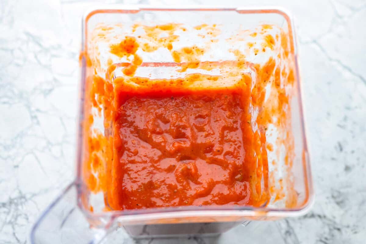 After re-testing this Homemade Marinara Sauce, I can confidently say it’s the BEST! You can make it in 15 minutes, but letting it simmer makes the flavors even better! All of the ingredients blended up in a blender.