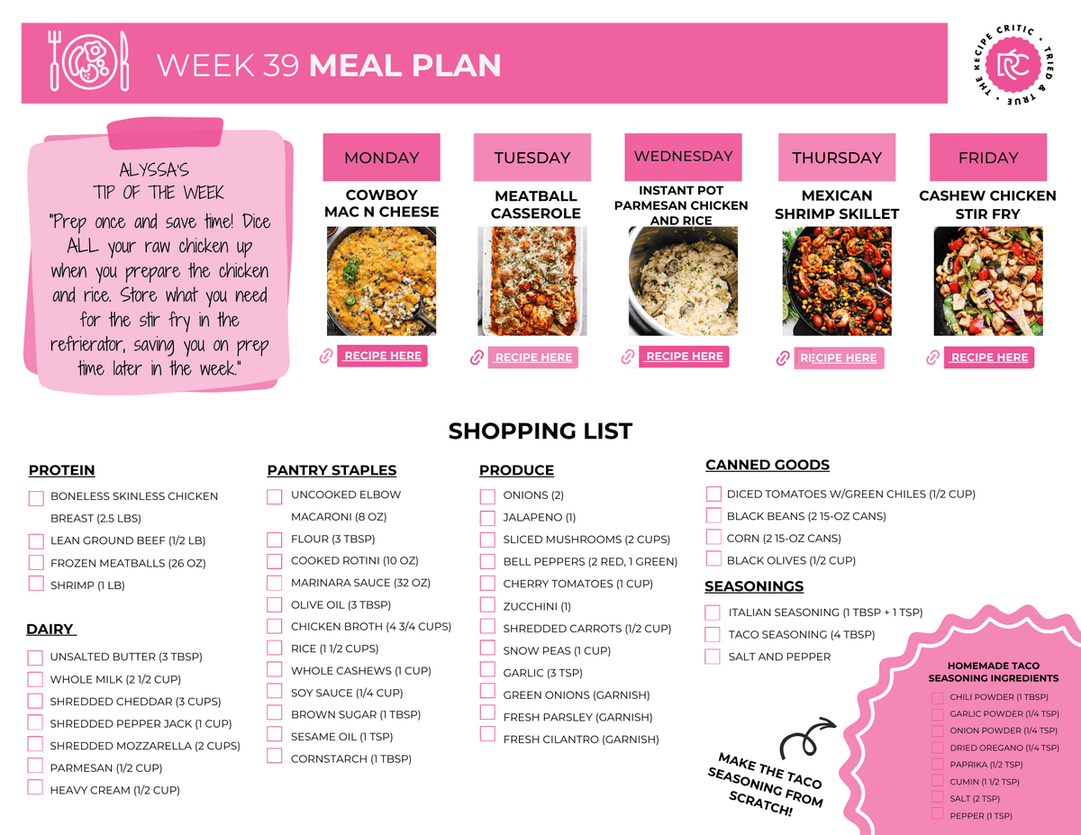 Don't forget that all of my meal plans come with a free shopping list! It makes your life so easy and when you see whats on the menu this week, you will want to come back to this again and again. A pdf of a shopping list.