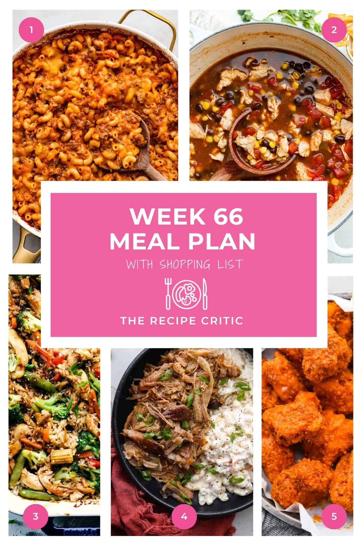 Collage of hero images from the recipes used in this weekly meal plan. 