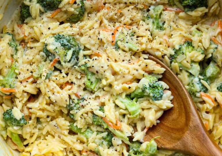 One-Pan Broccoli Cheddar Orzo