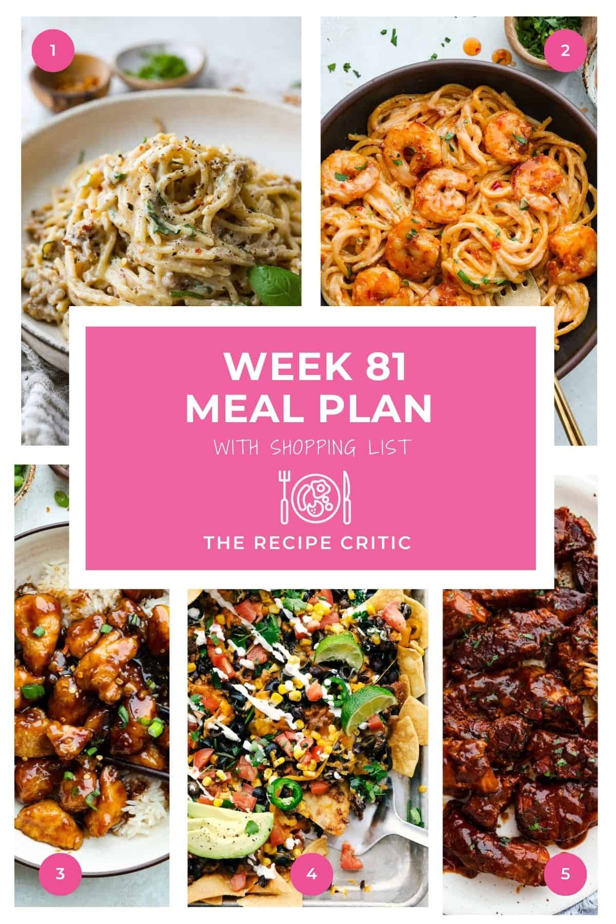 Collage of all of the hero images for this weekly meal plan.