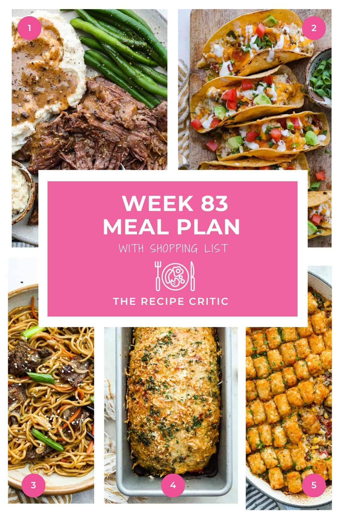 Collage of the hero images of the recipes that are in this weeks meal plan. 